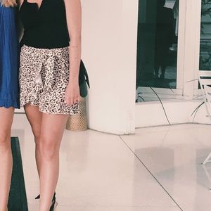 Leopard faux tie skirt